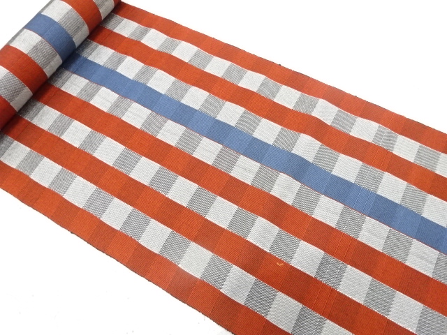 JAPANESE KIMONO / ANTIQUE BOLT FOR HASSUN OBI / WOVEN STRIPE